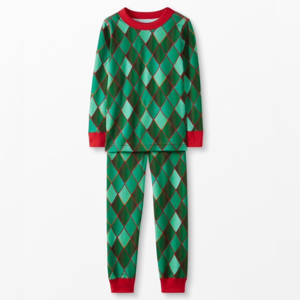 Hanna Andersson Organic Cotton Long John Pajama Set - Dragon Scales Sz 10
